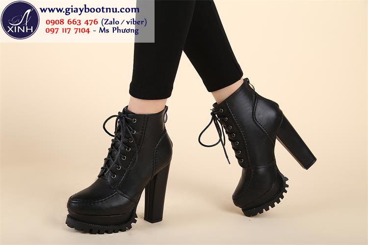 Giày boot nữ cột dây cá tính cao 13cm tôn dáng GBN156
