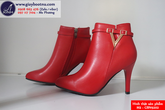 Boot nữ cổ ngắn 8.5cm màu đỏ GBN9202