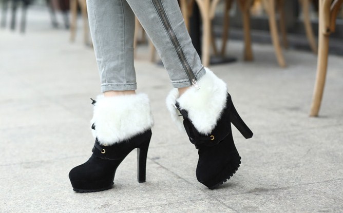 Giày boot nữ mùa đông cao gót nữ tinh