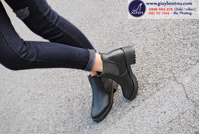 Giày boot nữ cổ ngắn màu đen đế trệt dành cho những ngày đi bộ hay picnic cùng bạn bè!