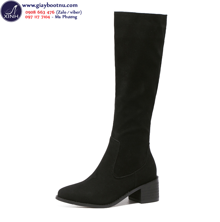Giày boot nữ cổ cao đơn giản đế thấp GCC2201