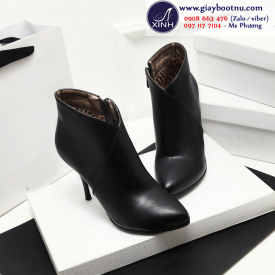 Giày boot nữ cổ ngắn cổ sâu màu đen GBN2602 cao 9cm dễ dàng di chuyển