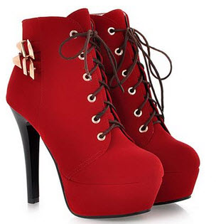 Giày boot nữ Hà Quốc màu đỏ