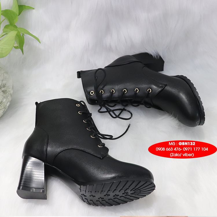 Boot nữ cổ ngắn đế vuông sành điệu êm chân GBN132 Boot nữ cổ ngắn đế vuông sành điệu êm chân GBN132