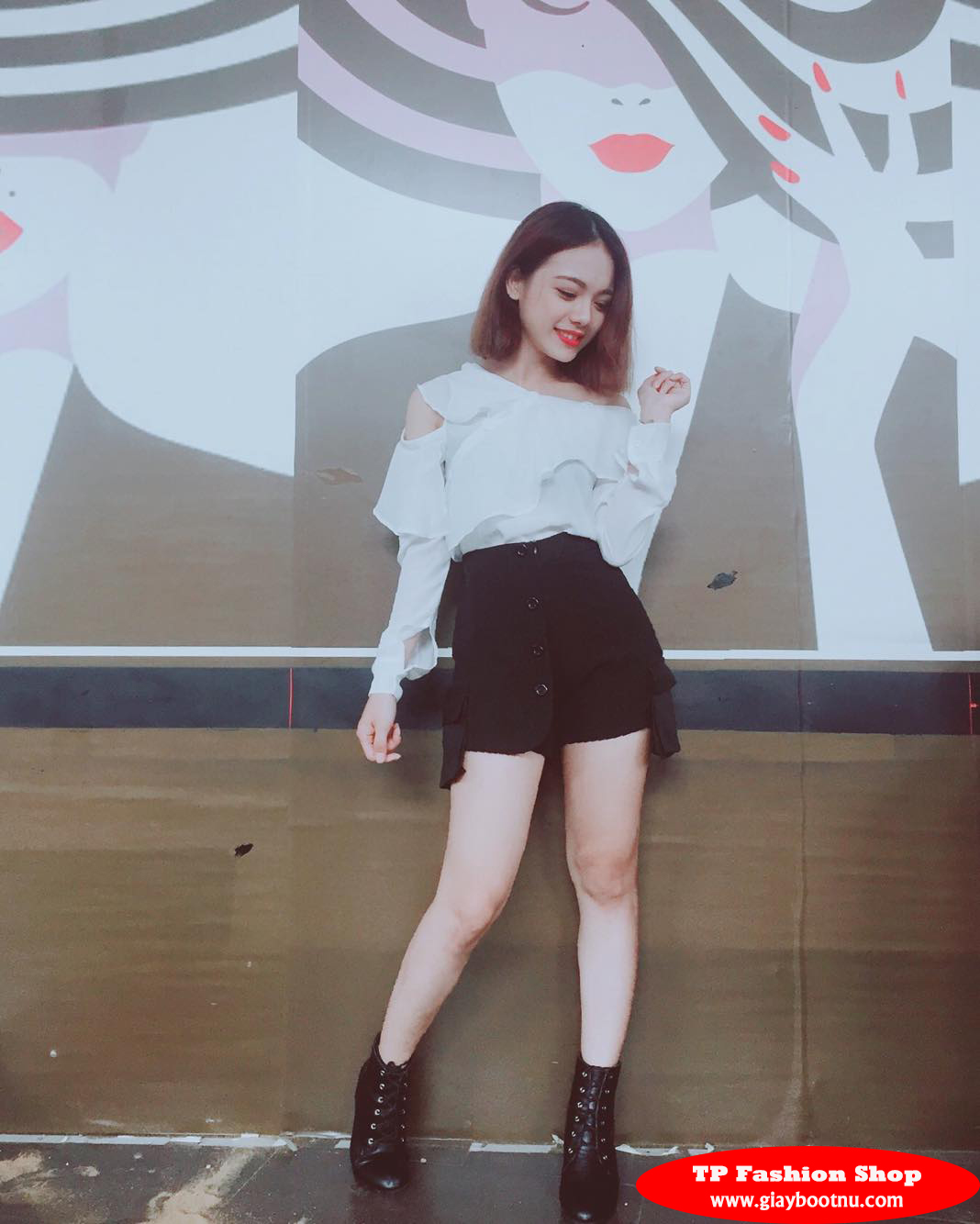 750 Boot nữ cổ ngắn đế vuông sành điệu êm chân GBN132