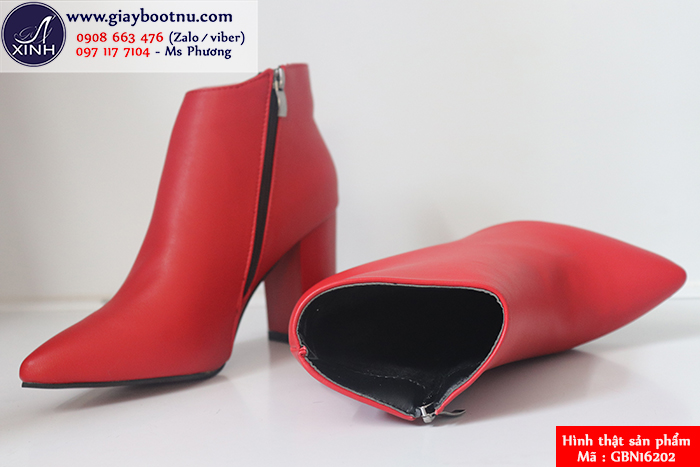 Boot cổ ngắn màu đỏ sành điệu GBN16202 Boot cổ ngắn màu đỏ sành điệu GBN16202