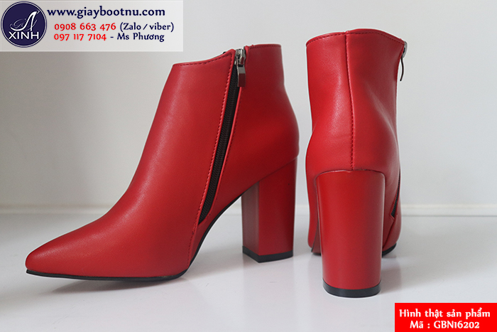 Boot cổ ngắn màu đỏ sành điệu GBN16202 Boot cổ ngắn màu đỏ sành điệu GBN16202