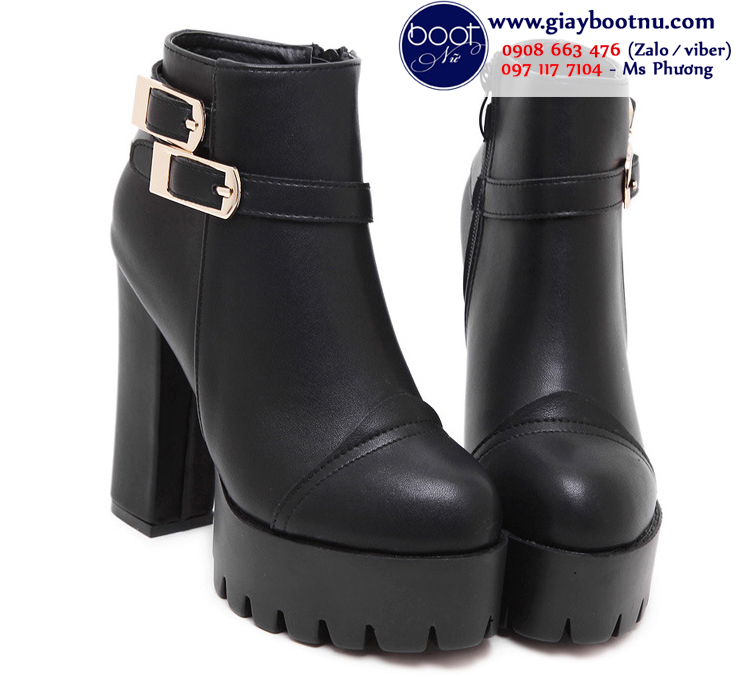 Boot nữ cổ ngắn đế thô sành điệu cao gót GBN170 Boot nữ cổ ngắn đế thô sành điệu cao gót GBN170