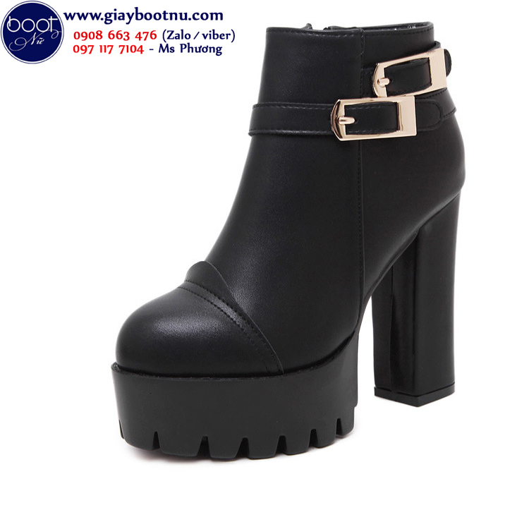 Boot nữ cổ ngắn đế thô sành điệu cao gót GBN170 Boot nữ cổ ngắn đế thô sành điệu cao gót GBN170