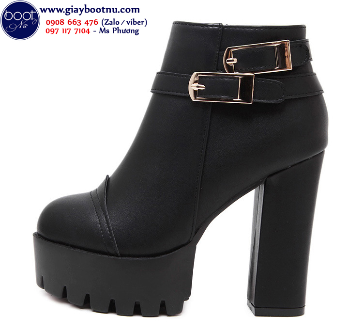 Boot nữ cổ ngắn đế thô sành điệu cao gót GBN170 Boot nữ cổ ngắn đế thô sành điệu cao gót GBN170