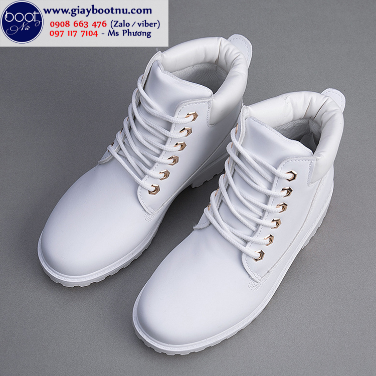 Boot nữ Martin đế trêt màu trắng trẻ trung GBN18503 Boot nữ Martin đế trêt màu trắng trẻ trung GBN18503