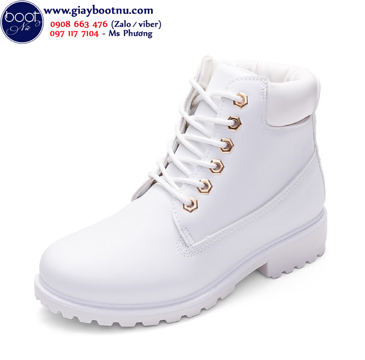 Boot trắng đế trệt cột dây GBN18503 màu trắng trẻ trung