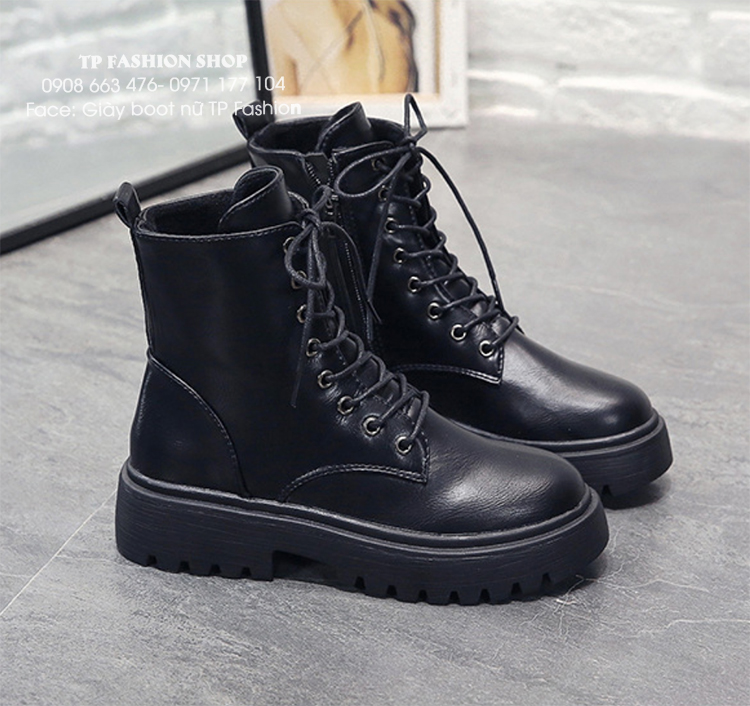 Giày boot nữ cột dây ĐẾ THẤP 4CM  chống trượt  cho style TRẺ TRUNG- HIỆN ĐẠI GBN32A