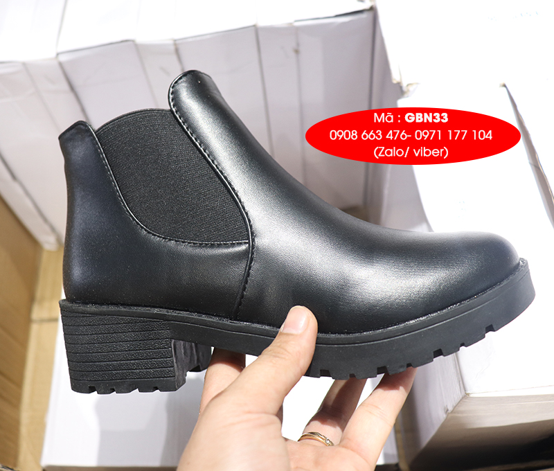 Chealsea boot cổ ngắn hiện đại màu đen GBN33