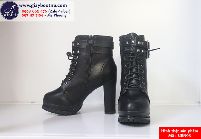 Boot nữ cổ ngắn màu đen cá tính GBN95 Boot nữ cổ ngắn màu đen cá tính GBN95