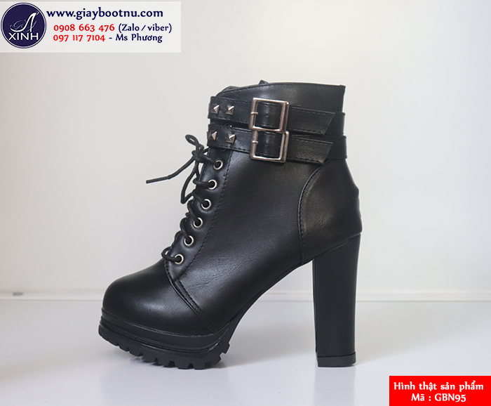 Boot nữ cổ ngắn màu đen cá tính GBN95 Boot nữ cổ ngắn màu đen cá tính GBN95
