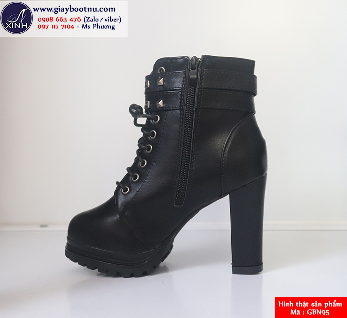 Boot nữ cổ ngắn màu đen cá tính GBN95 Boot nữ cổ ngắn màu đen cá tính GBN95