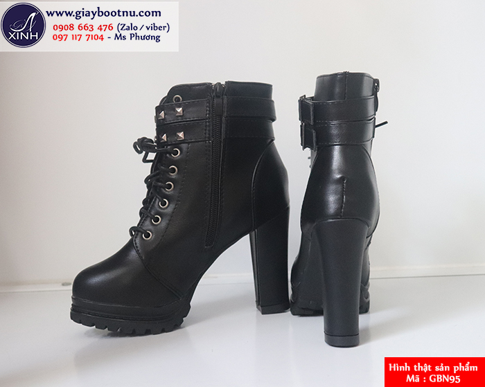 Boot nữ cổ ngắn màu đen cá tính GBN95 Boot nữ cổ ngắn màu đen cá tính GBN95