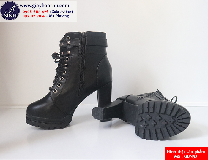 Boot nữ cổ ngắn màu đen cá tính GBN95 Boot nữ cổ ngắn màu đen cá tính GBN95