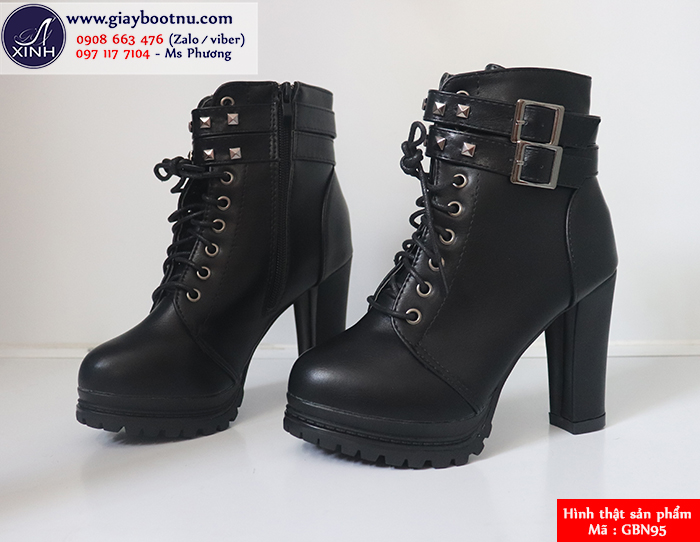 Boot nữ cổ ngắn màu đen cá tính GBN95 Boot nữ cổ ngắn màu đen cá tính GBN95