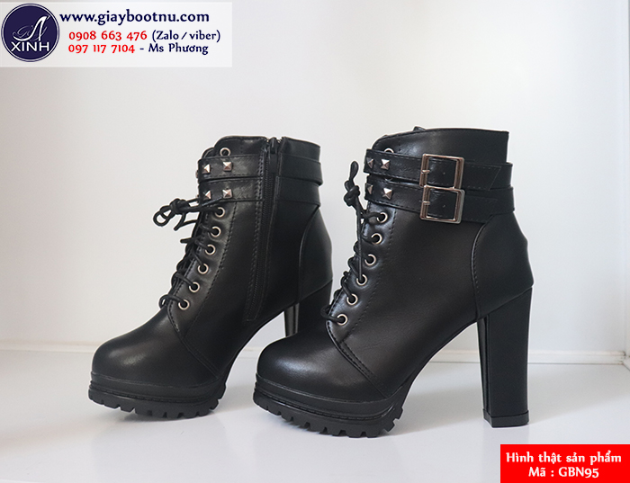 Boot nữ cổ ngắn màu đen cá tính GBN95 Boot nữ cổ ngắn màu đen cá tính GBN95