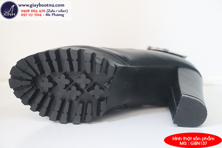 Boot nữ đế vuông cổ ngắn sành điệu GBN137 Boot nữ đế vuông cổ ngắn sành điệu GBN137