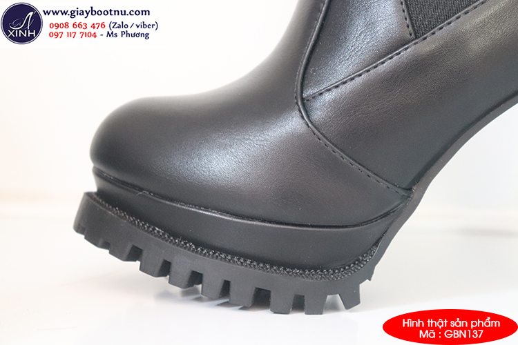 Boot nữ đế vuông cổ ngắn sành điệu GBN137 Boot nữ đế vuông cổ ngắn sành điệu GBN137