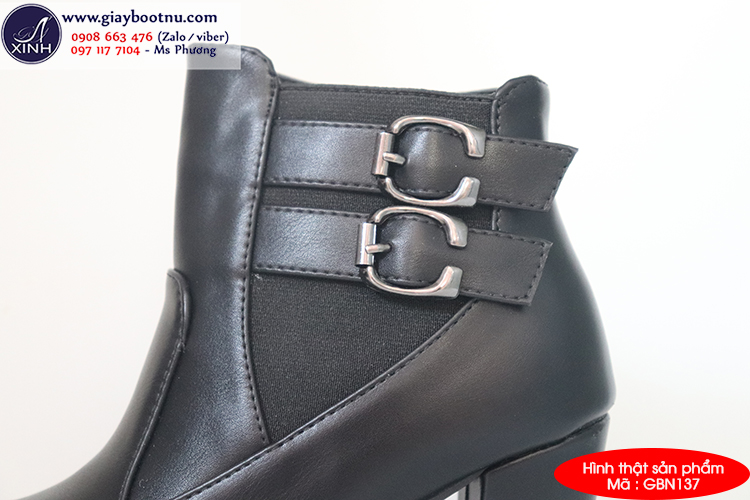 Boot nữ đế vuông cổ ngắn sành điệu GBN137 Boot nữ đế vuông cổ ngắn sành điệu GBN137