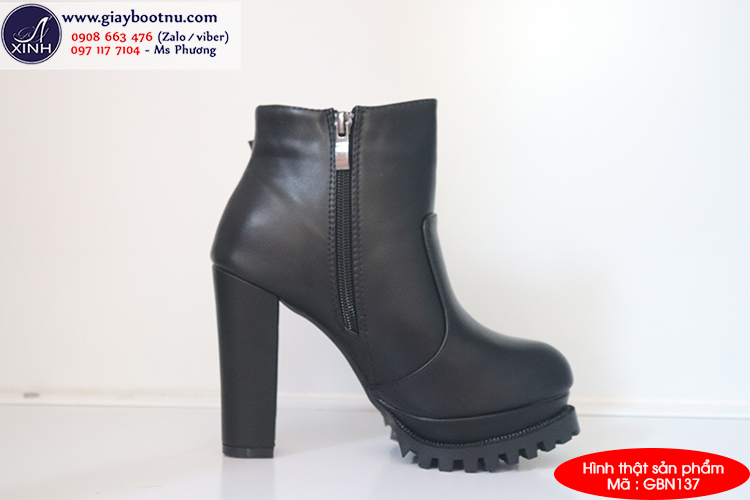 Boot nữ đế vuông cổ ngắn sành điệu GBN137 Boot nữ đế vuông cổ ngắn sành điệu GBN137