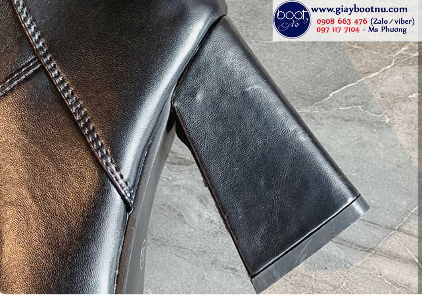 Boot nữ cổ cao gót vuông ngang đùi da bóng GCC0801 Boot nữ cổ cao gót vuông ngang đùi da bóng GCC0801