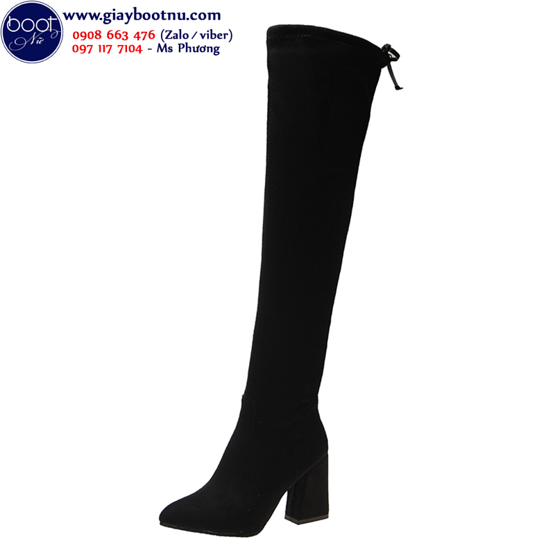 Boot nữ cổ cao gót vuông ngang đùi da lộn GCC0802 Boot nữ cổ cao gót vuông ngang đùi da lộn GCC0802