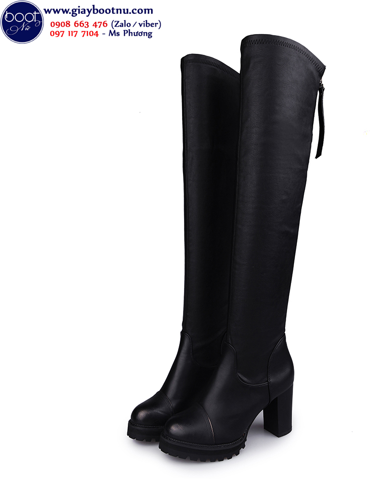 Boot nữ ngang đùi đế vuông sành điệu GCC21 Boot nữ ngang đùi đế vuông sành điệu GCC21