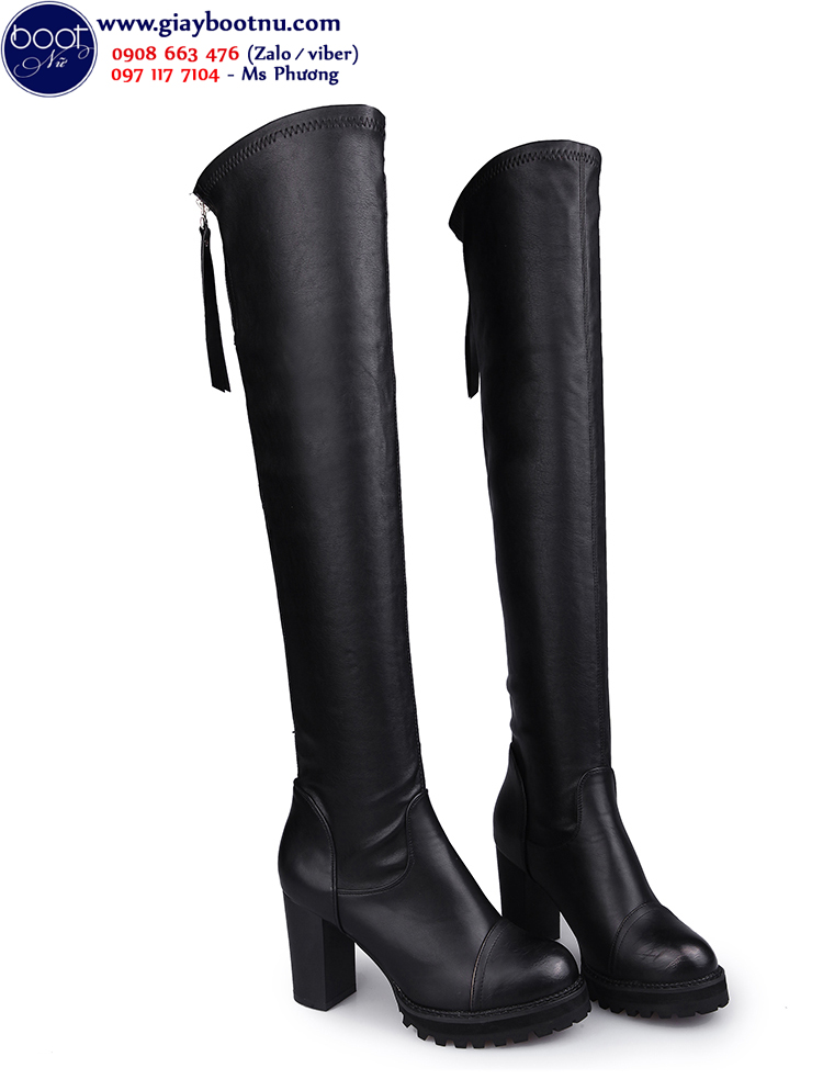 Boot nữ ngang đùi đế vuông sành điệu GCC21 Boot nữ ngang đùi đế vuông sành điệu GCC21