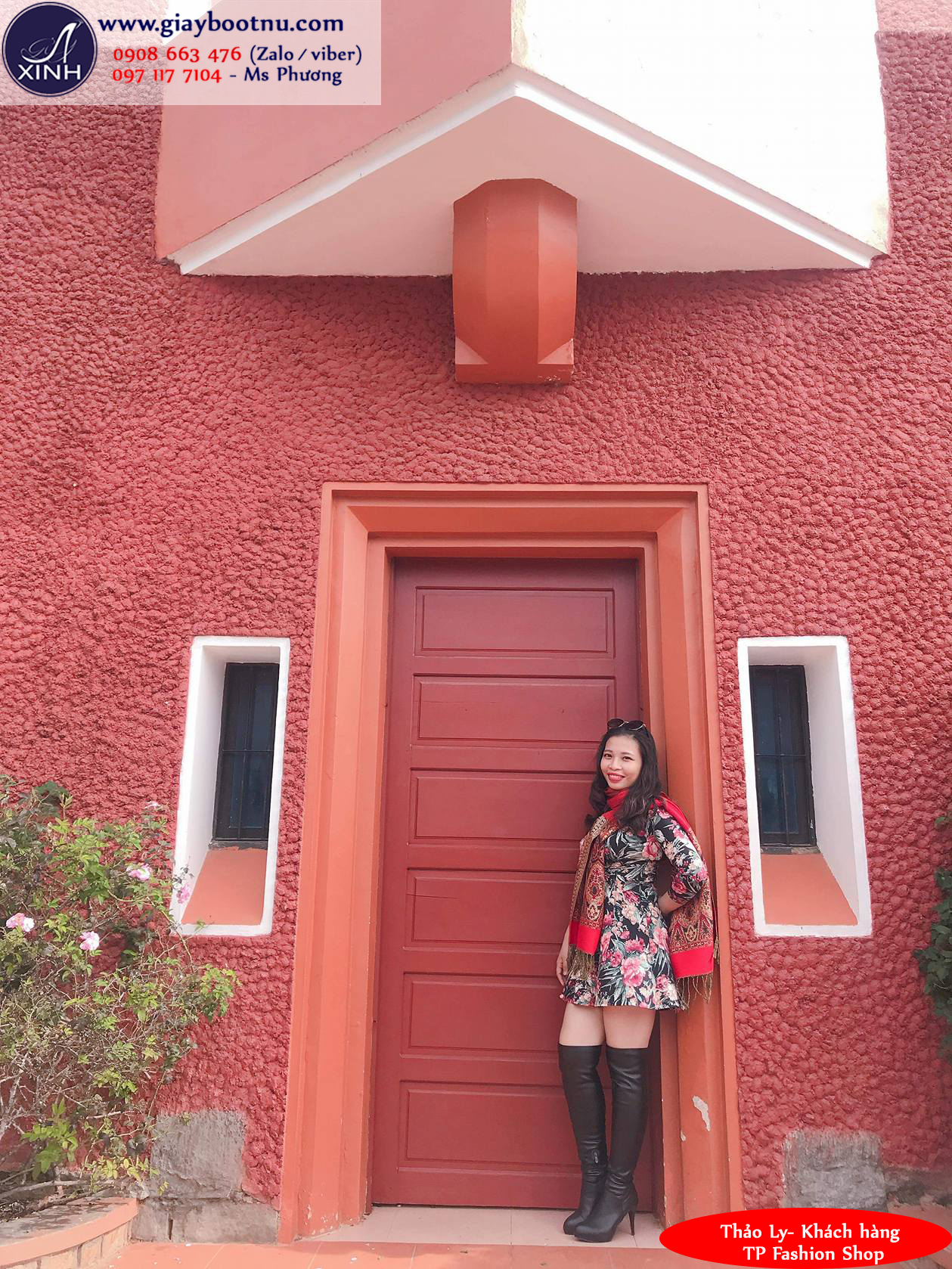 Khánh Ly xinh đẹp và thời thượng với giày boot nữ ống cao da bóng GCC10601 Khánh Ly xinh đẹp và thời thượng với giày boot nữ ống cao da bóng GCC10601