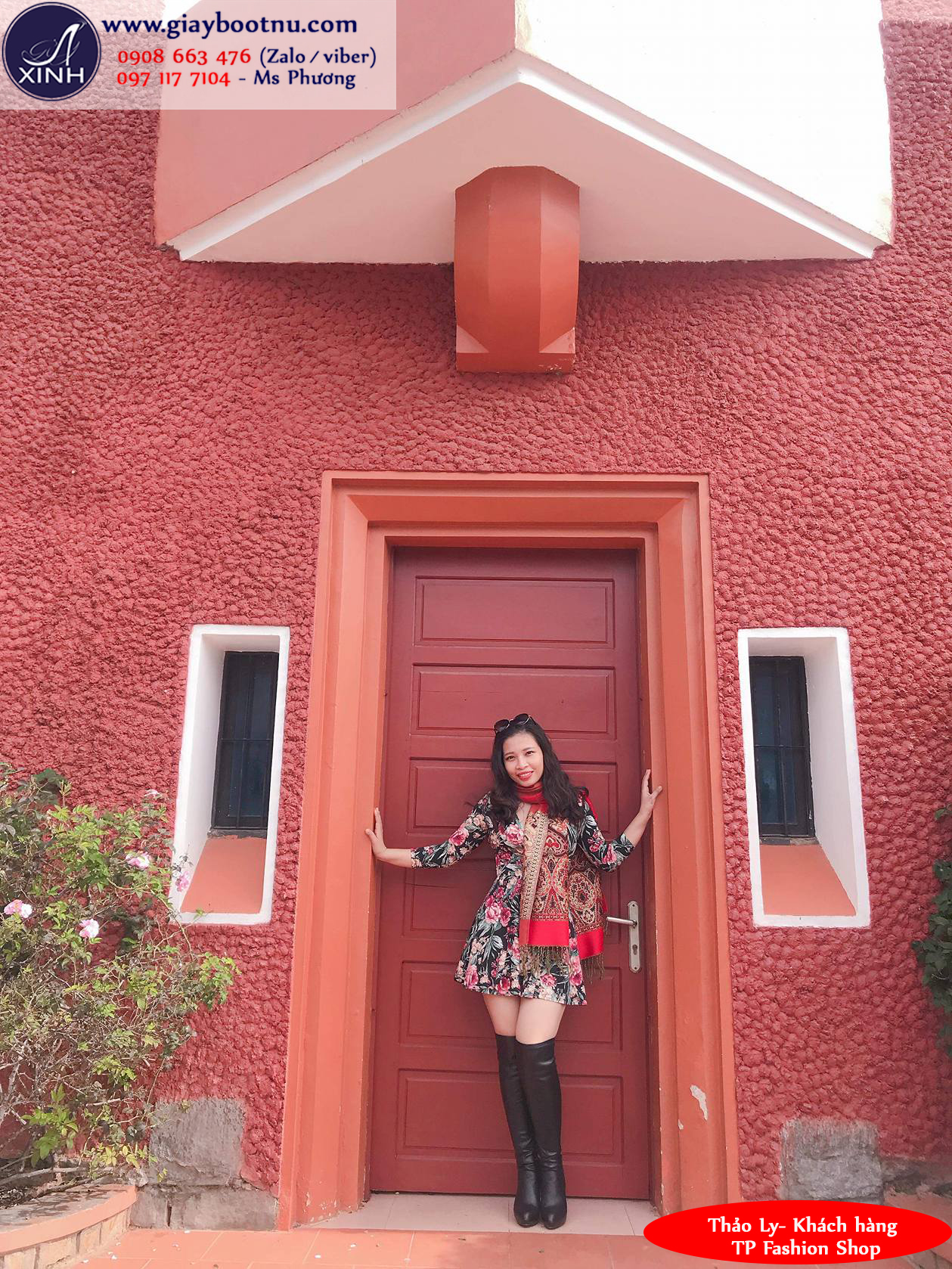 Khánh Ly xinh đẹp và thời thượng với giày boot nữ ống cao da bóng GCC10601 Khánh Ly xinh đẹp và thời thượng với giày boot nữ ống cao da bóng GCC10601