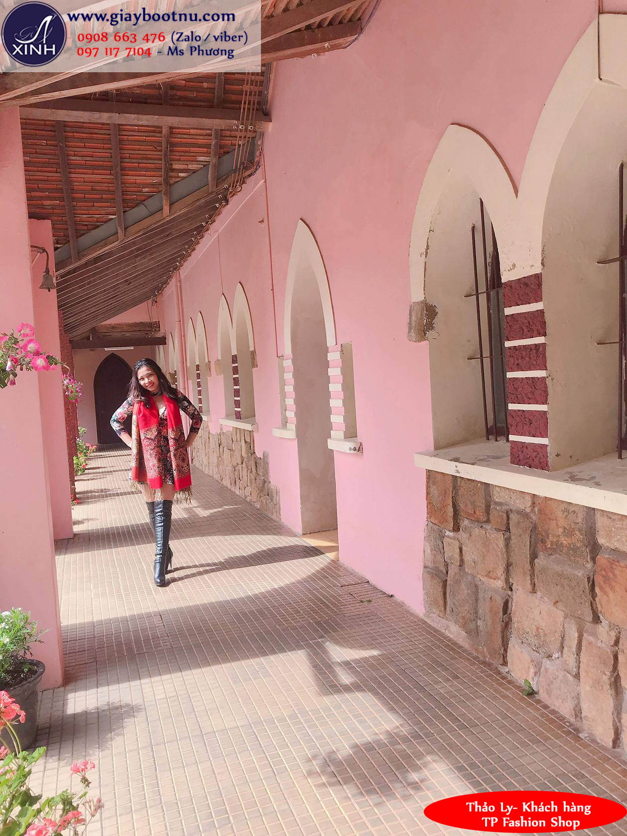 Khánh Ly xinh đẹp và thời thượng với giày boot nữ ống cao da bóng GCC10601 Khánh Ly xinh đẹp và thời thượng với giày boot nữ ống cao da bóng GCC10601