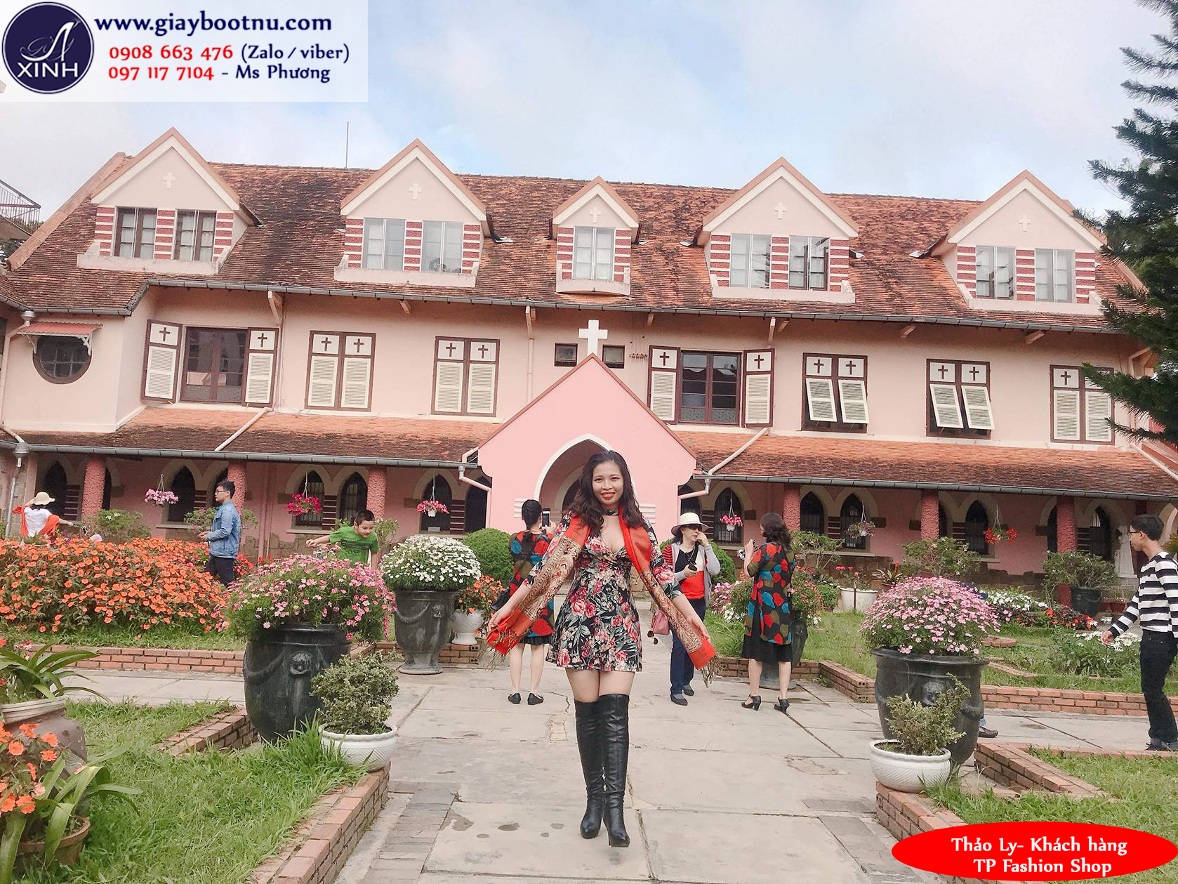 Khánh Ly xinh đẹp và thời thượng với giày boot nữ ống cao da bóng GCC10601 Khánh Ly xinh đẹp và thời thượng với giày boot nữ ống cao da bóng GCC10601