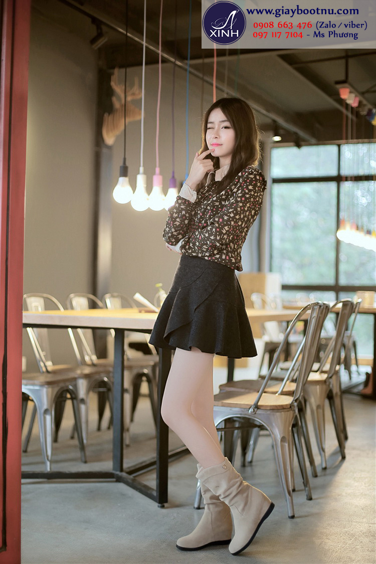 Giày boot nữ cổ lửng độn đế trẻ trung GBN12601 Giày boot nữ cổ lửng độn đế trẻ trung GBN12601