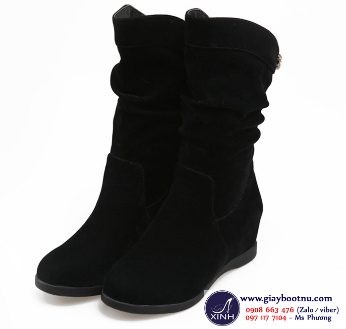 Giày boot nữ cổ lửng độn đế màu đen GBN12602 Giày boot nữ cổ lửng độn đế màu đen GBN12602