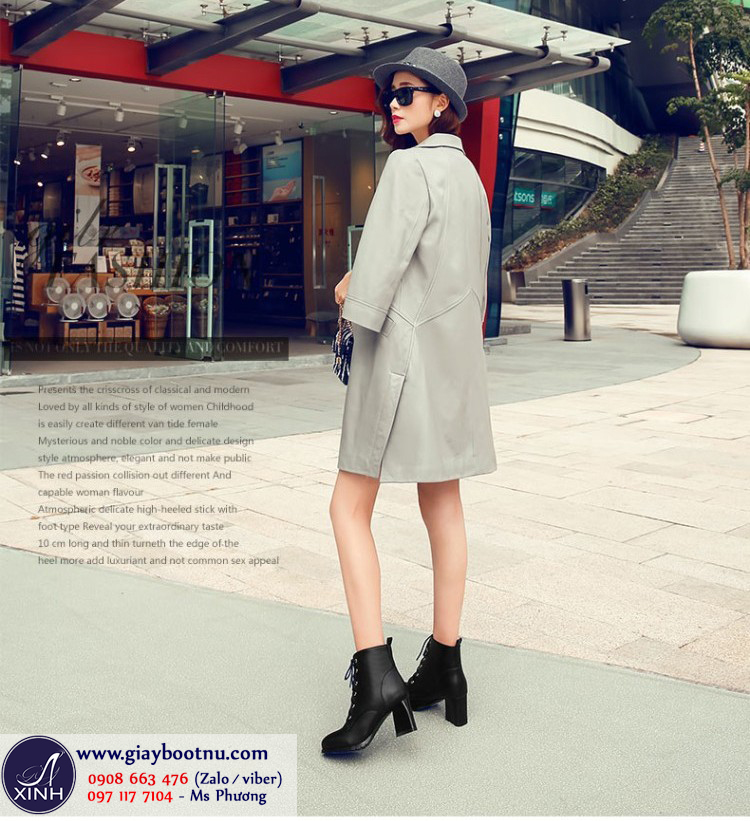Giày boot nữ cổ ngắn đế vuông sành điệu êm chân GBN132 Giày boot nữ cổ ngắn đế vuông sành điệu êm chân GBN132