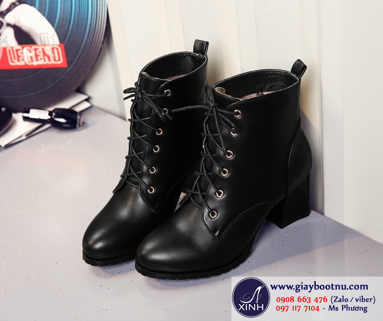 Giày boot nữ cổ ngắn đế vuông sành điệu êm chân GBN132 Giày boot nữ cổ ngắn đế vuông sành điệu êm chân GBN132