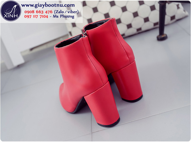 Giày boot nữ cổ ngắn màu đỏ sành điệu GBN16202 Giày boot nữ cổ ngắn màu đỏ sành điệu GBN16202