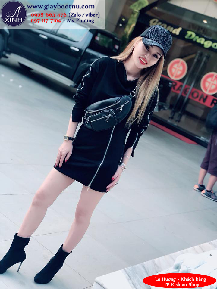 Lê Hương sành điệu - hiện đại với giày boot nữ cổ lửng gót nhọn GBN19001 Lê Hương sành điệu - hiện đại với giày boot nữ cổ lửng gót nhọn GBN19001