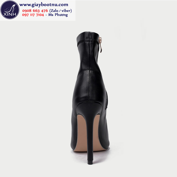 Giày boot nữ hở mũi cổ lửng da bóng ôm chân GBN193 Giày boot nữ hở mũi cổ lửng da bóng ôm chân GBN193