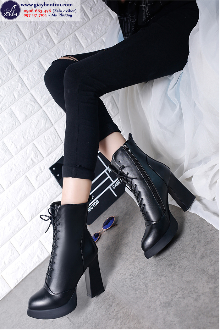 Boot nữ đế vuông bụi bặm cá tính GBN45 Boot nữ đế vuông bụi bặm cá tính GBN45