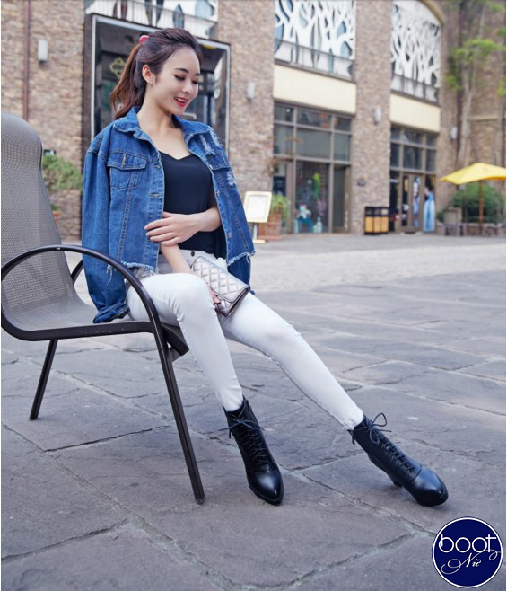 Giày boot nữ đế vuông bụi bặm cá tính GBN45 Giày boot nữ đế vuông bụi bặm cá tính GBN45
