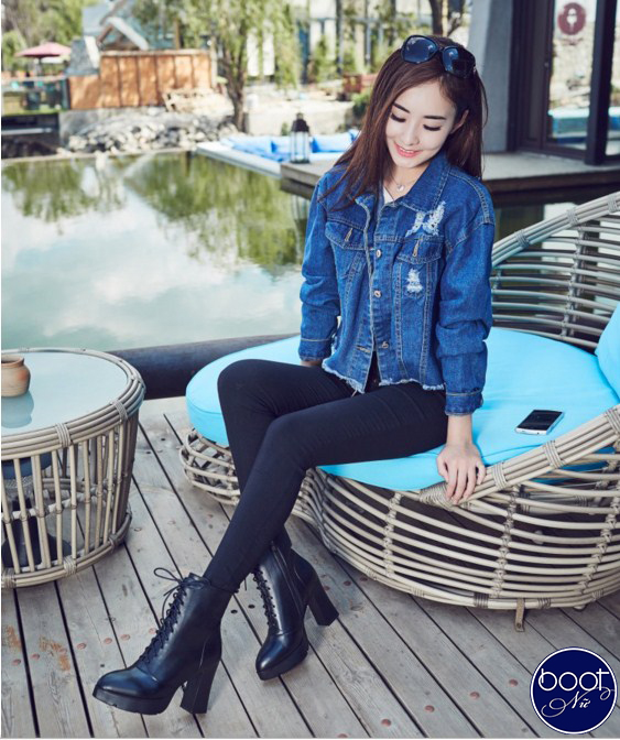 Giày boot nữ đế vuông bụi bặm cá tính GBN45 Giày boot nữ đế vuông bụi bặm cá tính GBN45