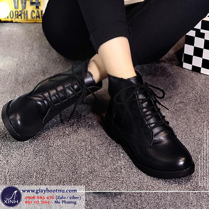 Giày boot nữ cột dây cổ ngắn mẫu giày số một cho sinh viên đi học Giày boot nữ cột dây cổ ngắn mẫu giày số một cho sinh viên đi học