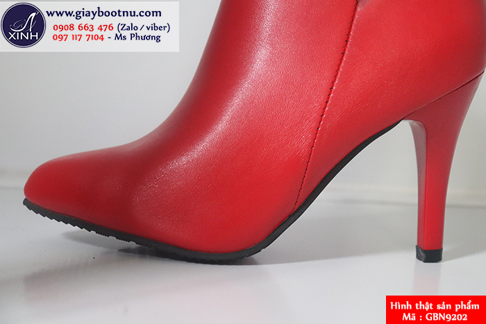 Boot nữ cổ ngắn 8.5cm màu đỏ GBN9202 Boot nữ cổ ngắn 8.5cm màu đỏ GBN9202