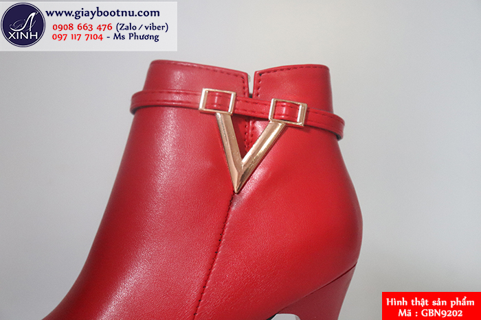 Boot nữ cổ ngắn 8.5cm màu đỏ GBN9202 Boot nữ cổ ngắn 8.5cm màu đỏ GBN9202
